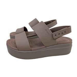 Crocs Brooklyn Platform Sandal Womens 8 Beige Open Toe Travel Athleisure Beachy